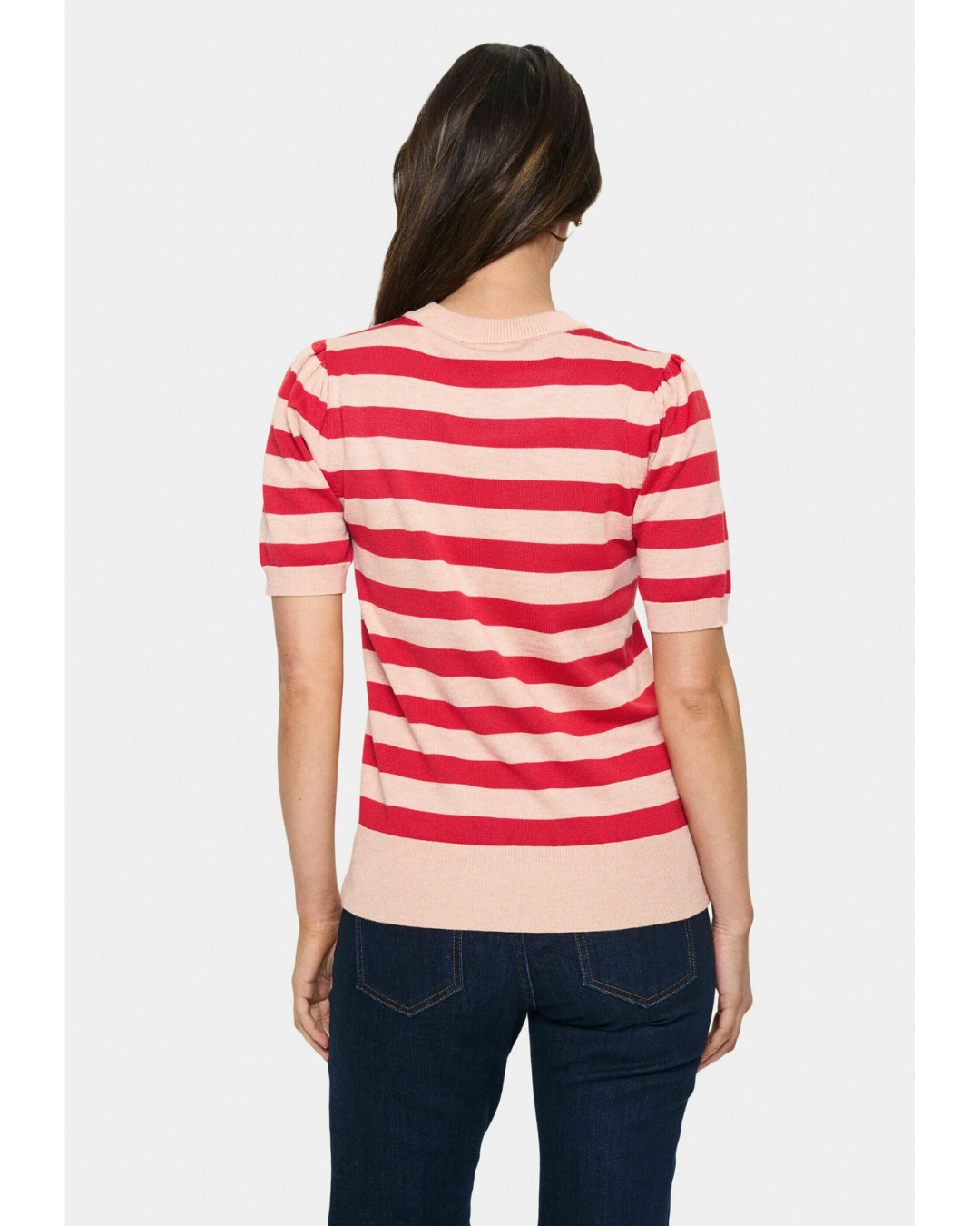 Mila Block Stripe Pullover (Pink Poinciana Block Stripe)