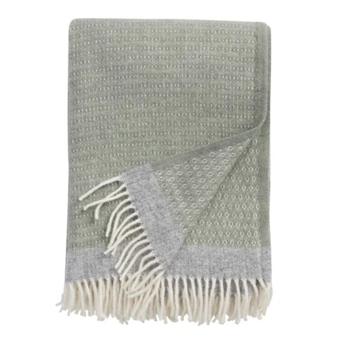 Nordic Style - Klippan Lambswool Throw Harold (Pale green/Grey)