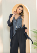 Satin Trim Kimono (Indigo)