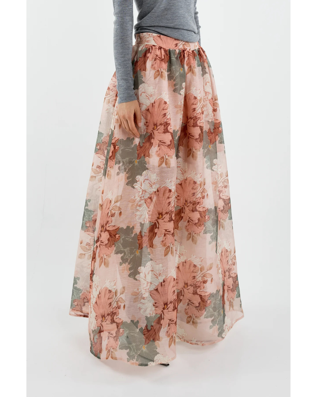 Melinda Maxi Skirt (Pink Green Floral)