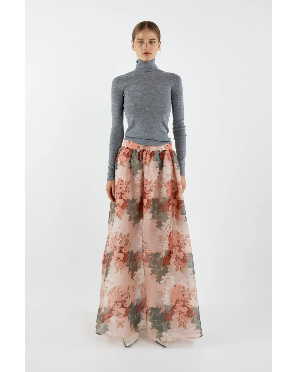Melinda Maxi Skirt (Pink Green Floral)