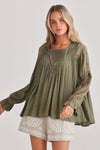 Talisman - Exhale Blouse (Olive Dobby)