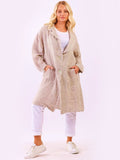 Italian Linen Raw Edge Long Button Jacket (Pink)