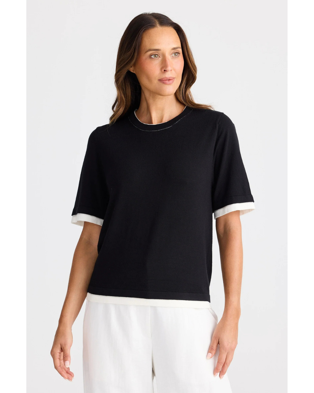 Billie Knit Top (Black W Off White)