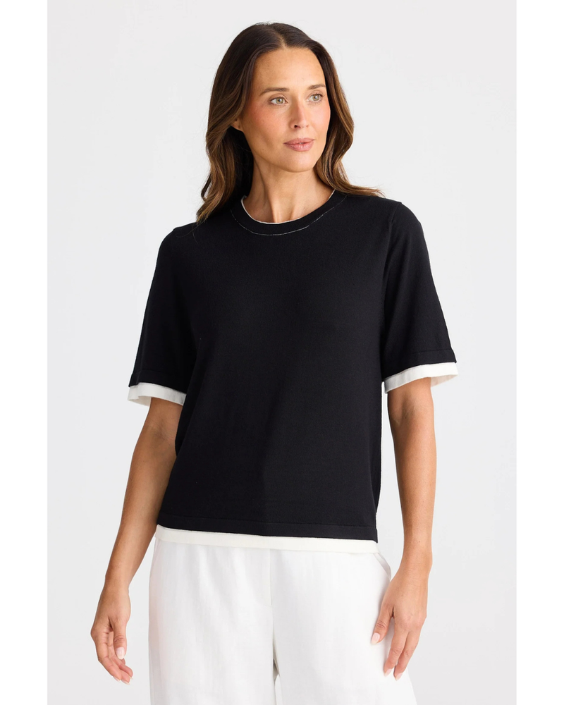 Brave + True - Billie Knit Top (Black W Off White)