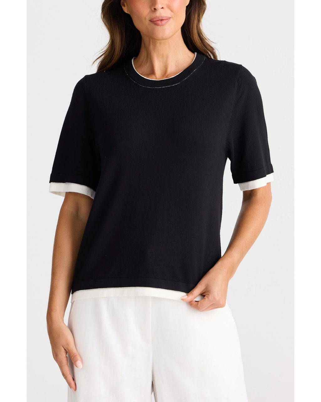 Brave + True - Billie Knit Top (Black W Off White)