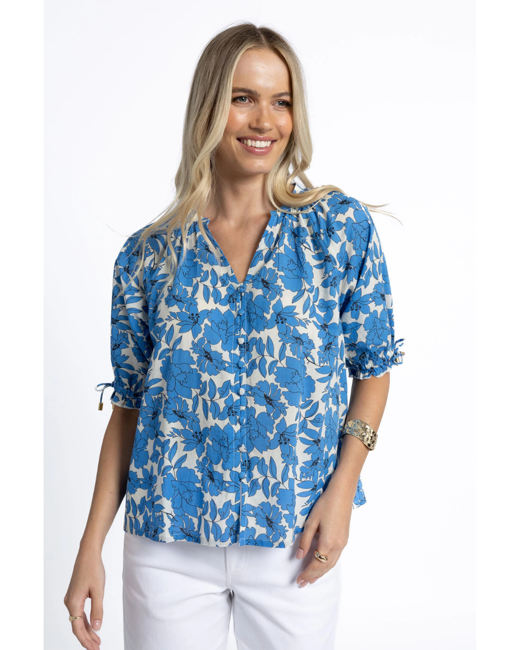 Fleur Blouse (Blue/Stone)