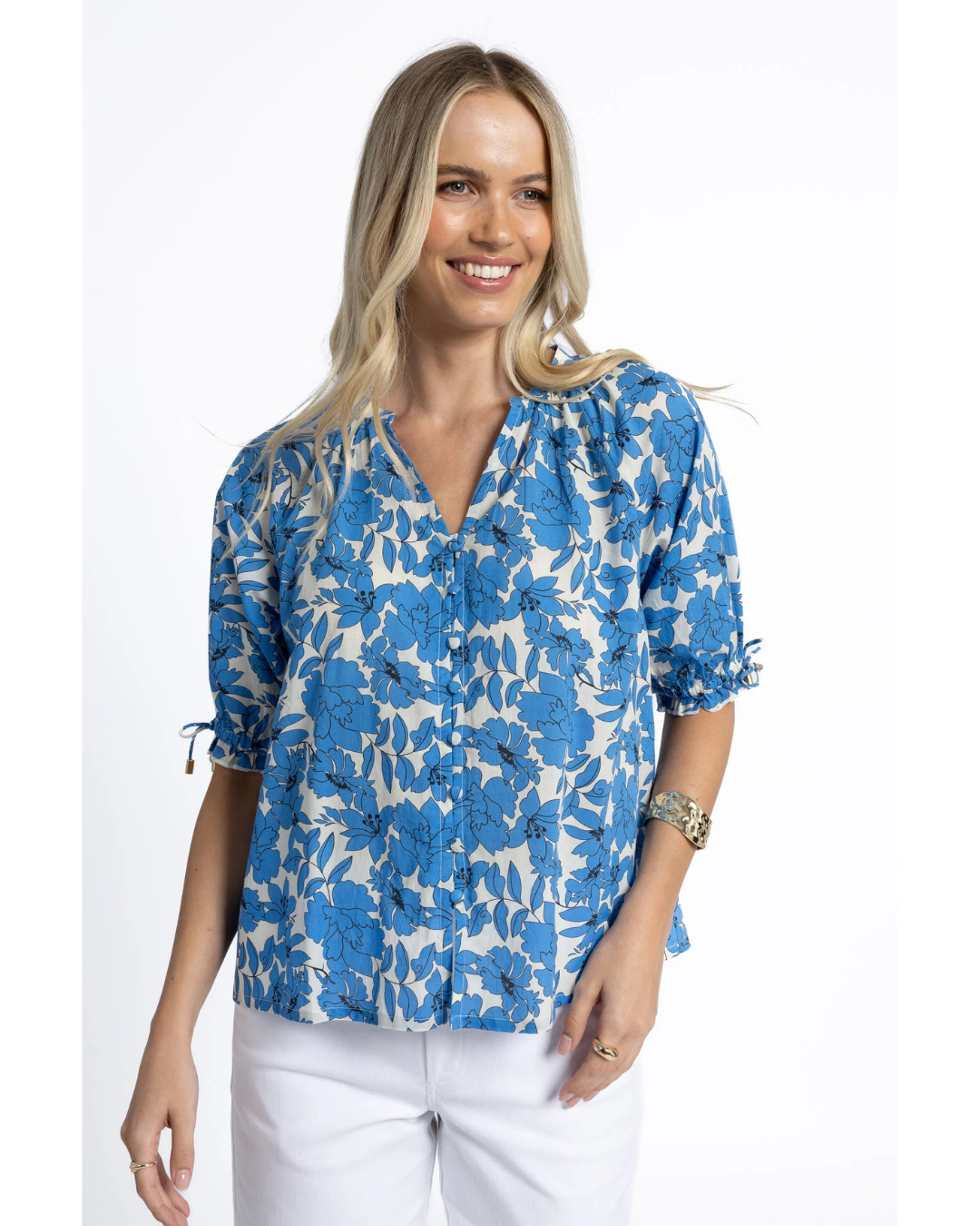 Fleur Blouse (Blue/Stone)