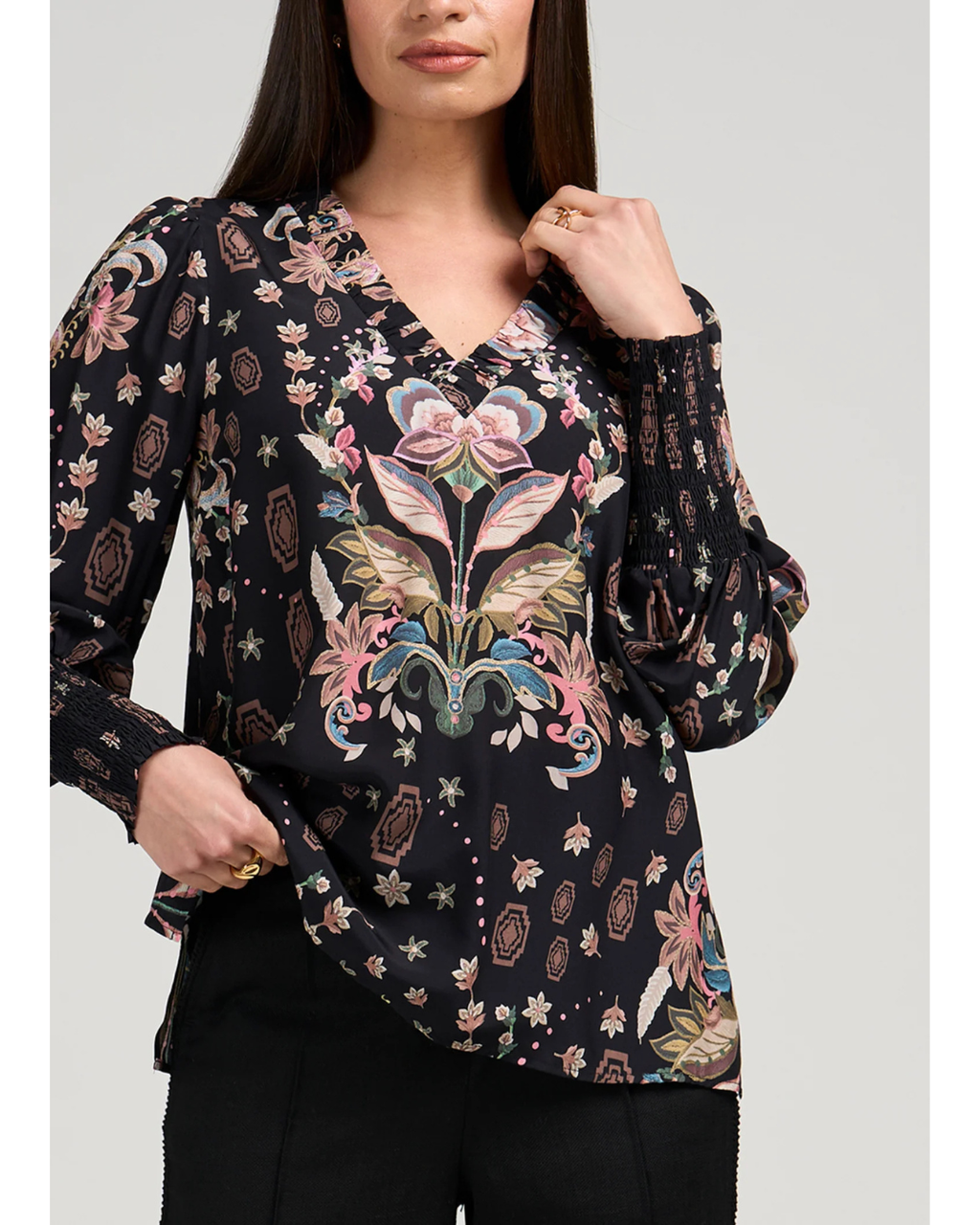 Antoinette Blouse (Black Multi)