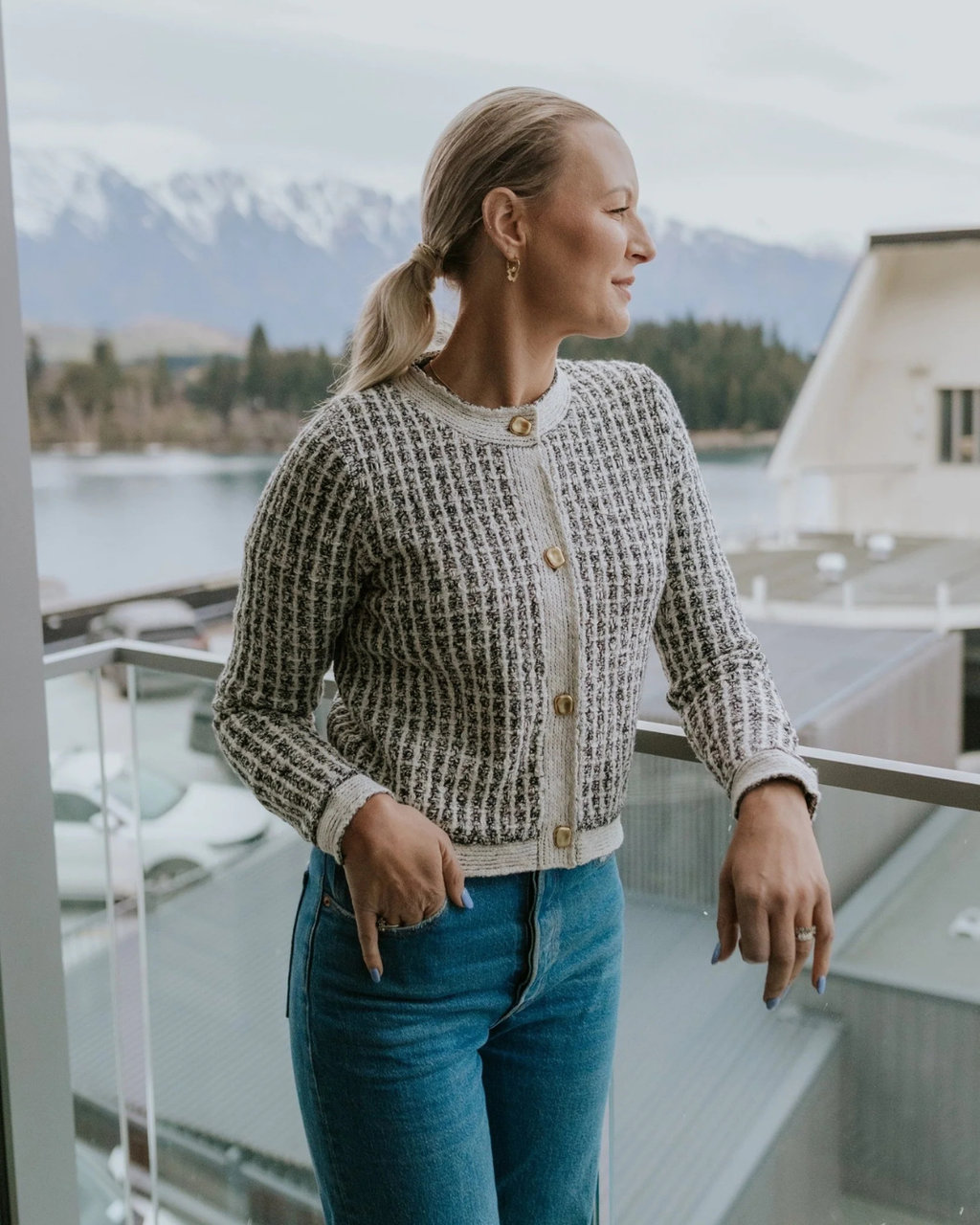 Vivian Cardigan (White / black Check)