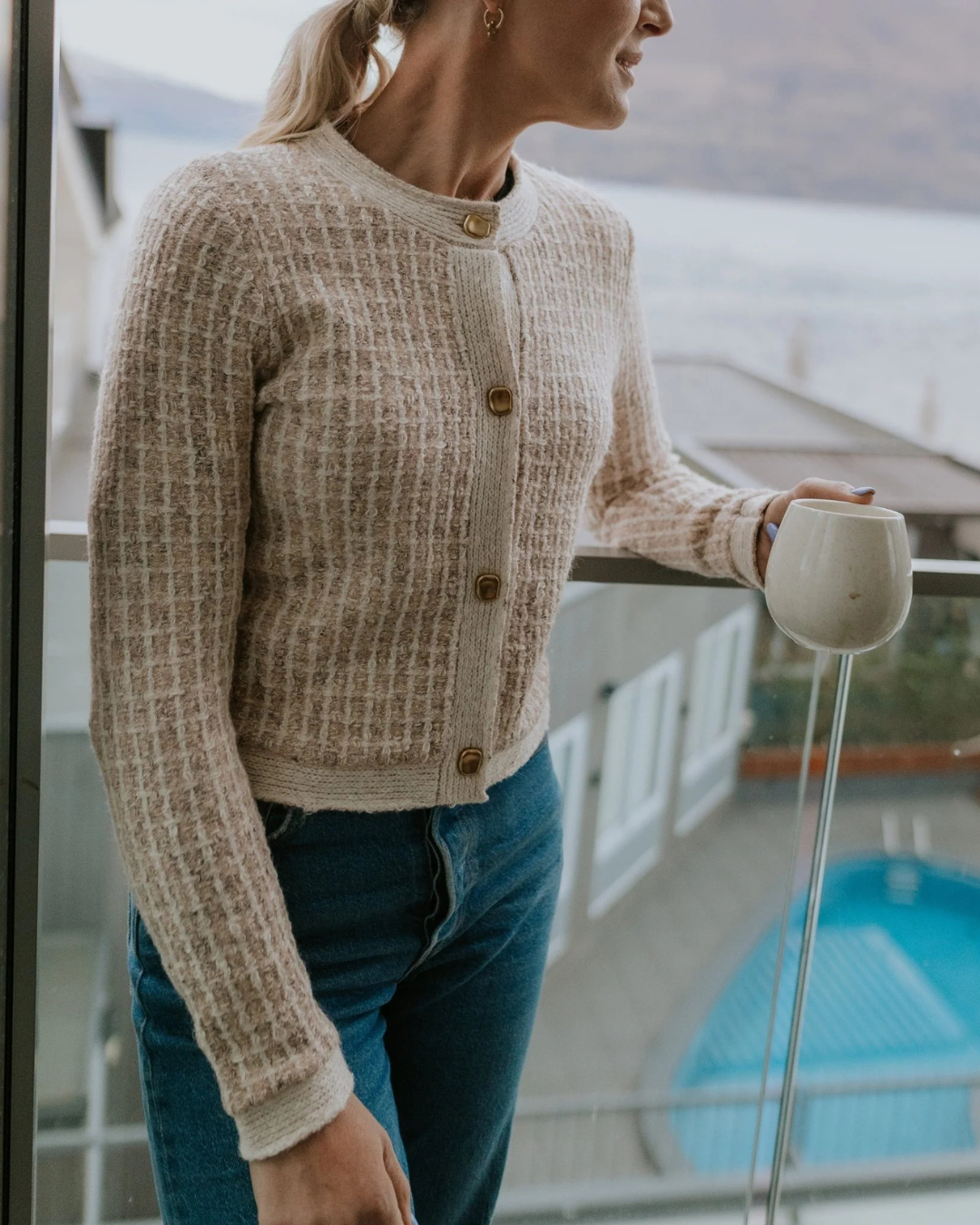 Vivian Cardigan (Blush Check)