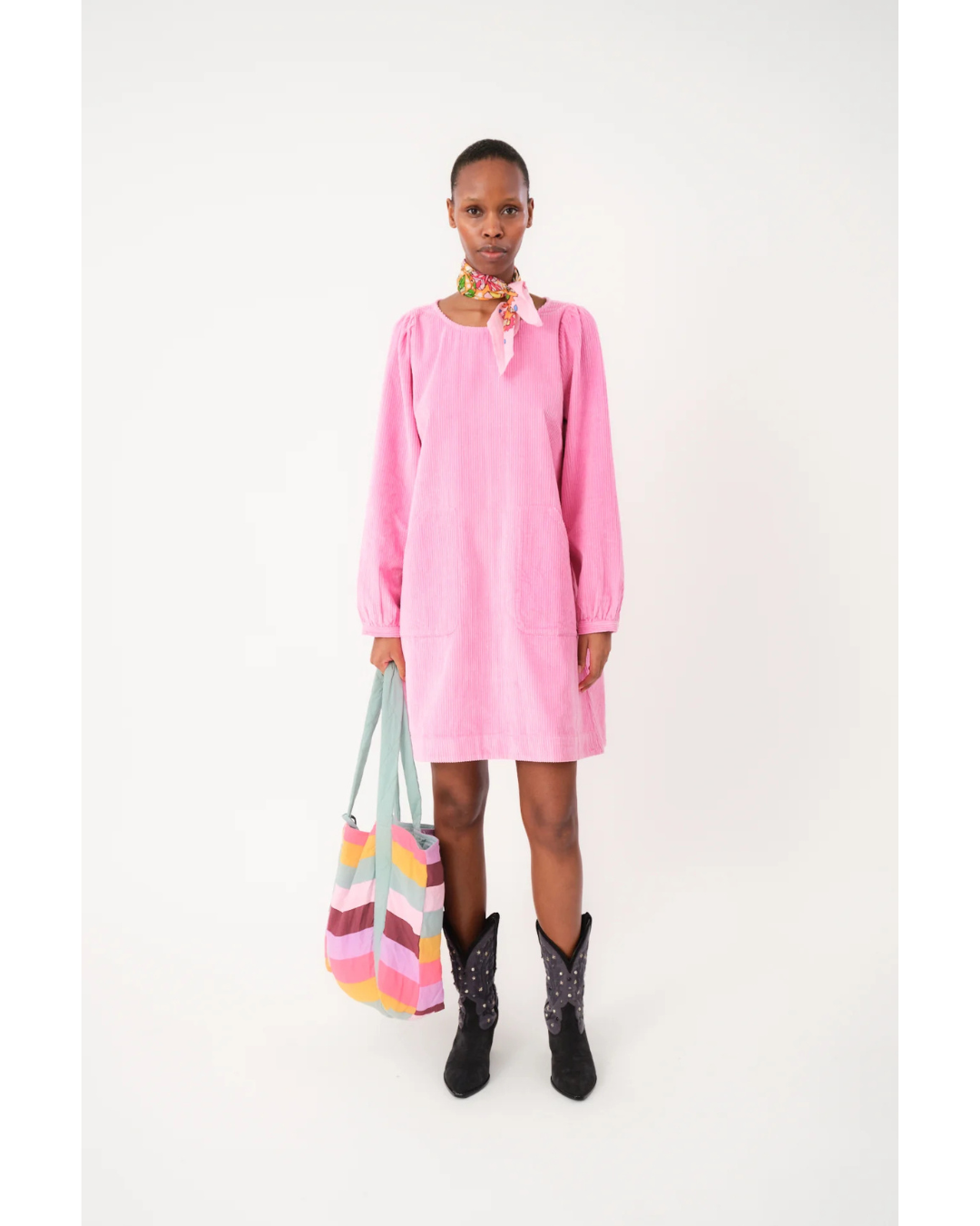 Carla Short Dress 3/4 (Pink)