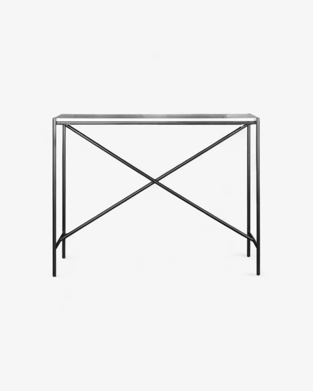 Calypso Cross Bar Iron & Marble Console