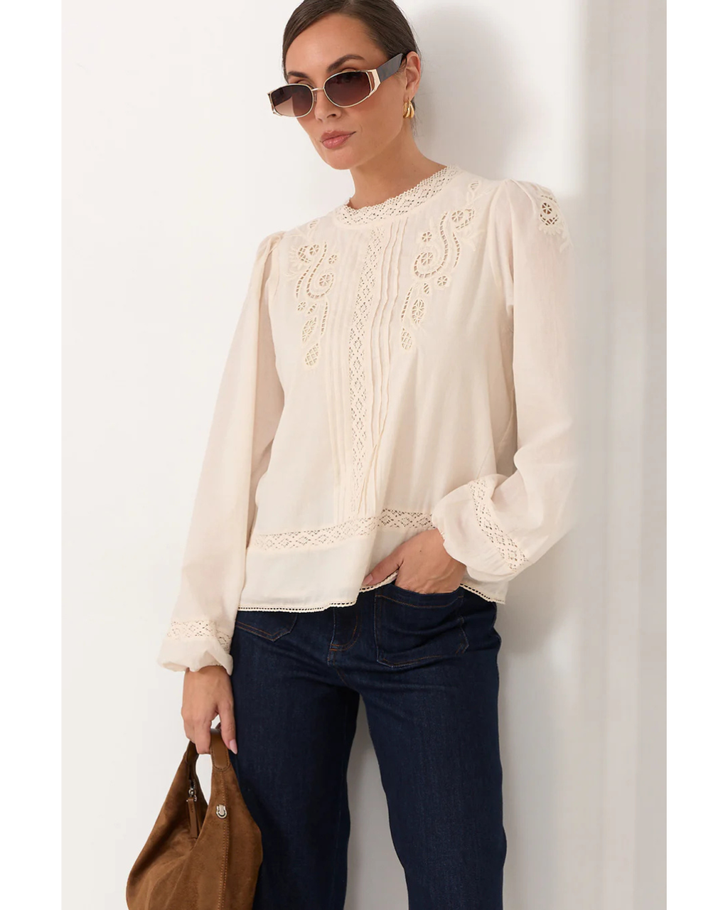 Lou Cut Out Lace Top (Cream)