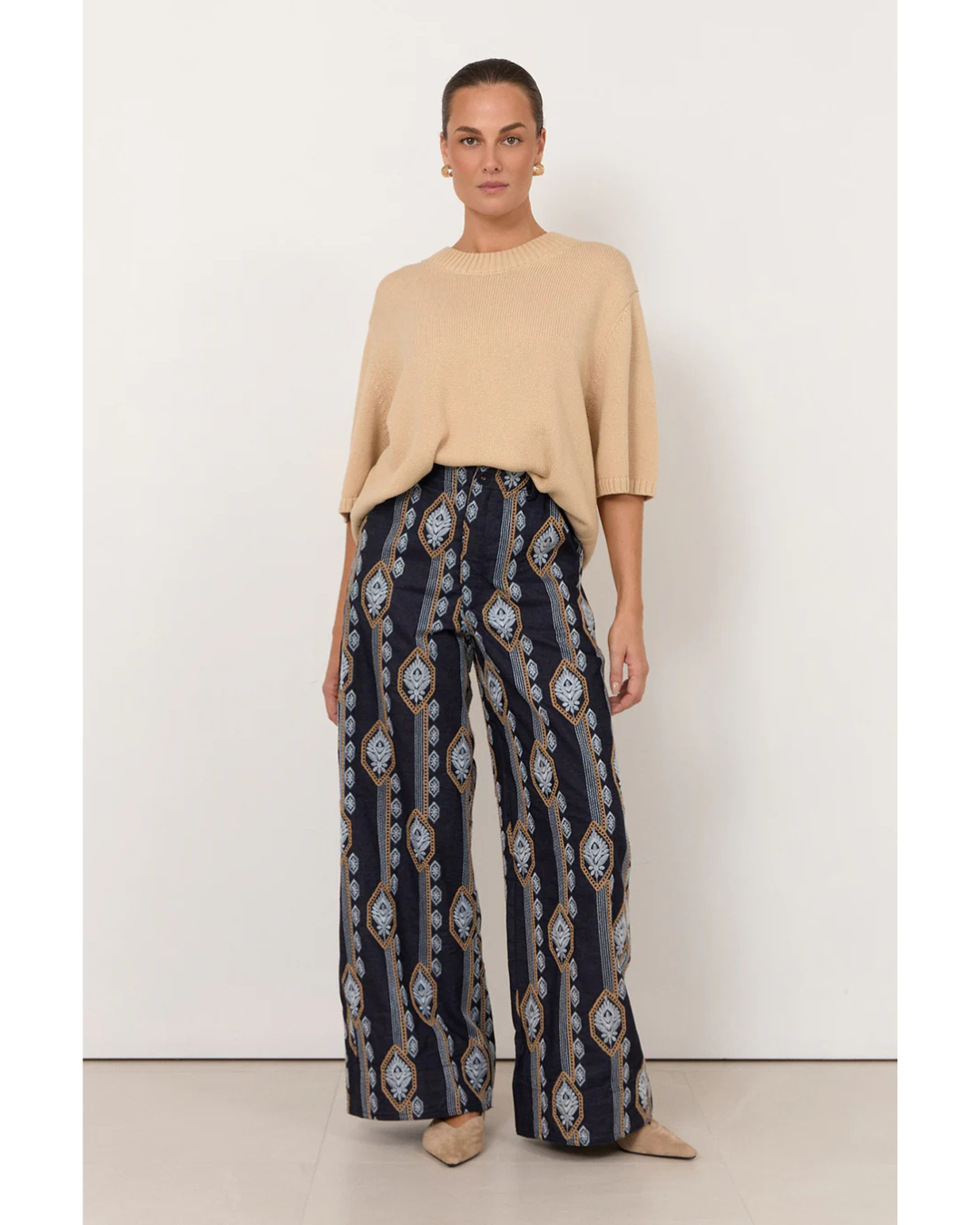 Avalon Lightweight Denim Embroidered Pant (Denim)