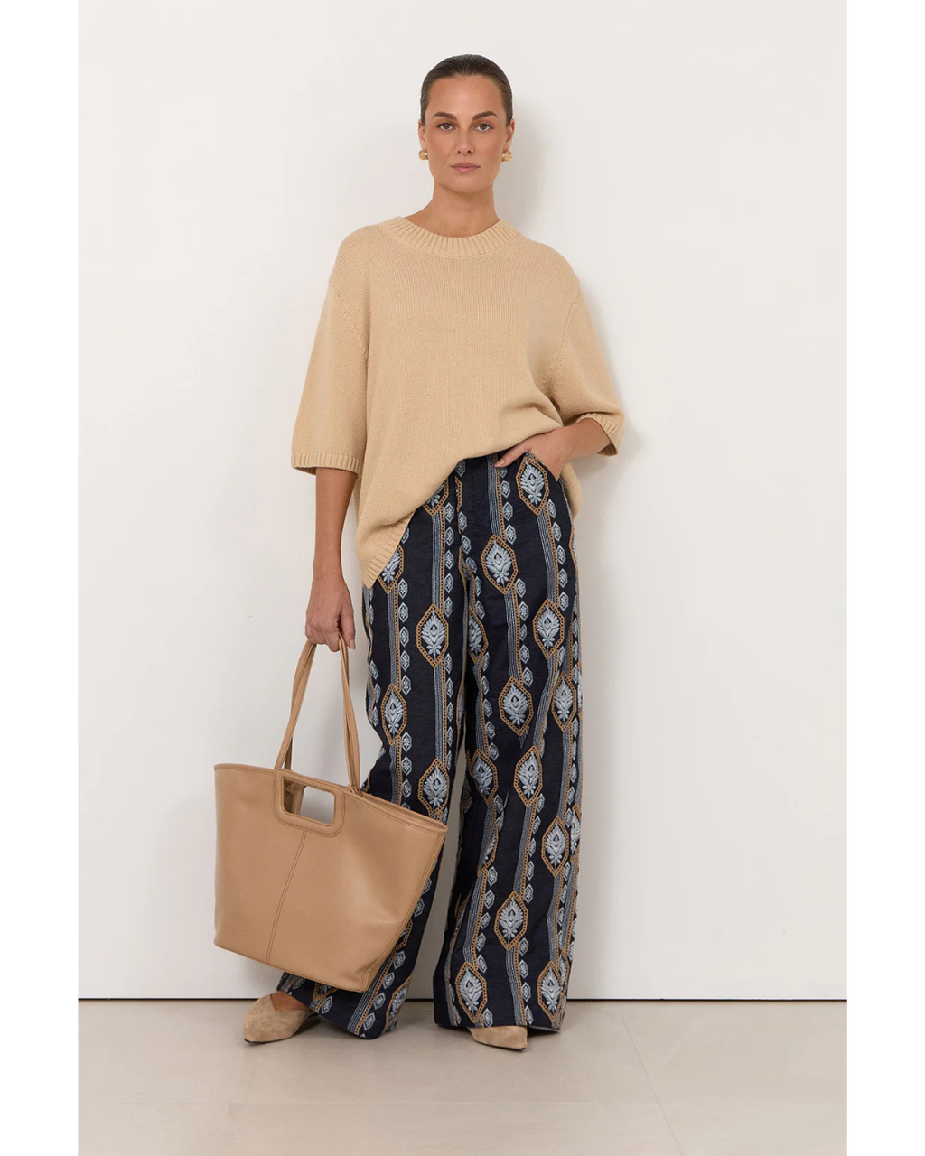Avalon Lightweight Denim Embroidered Pant (Denim)
