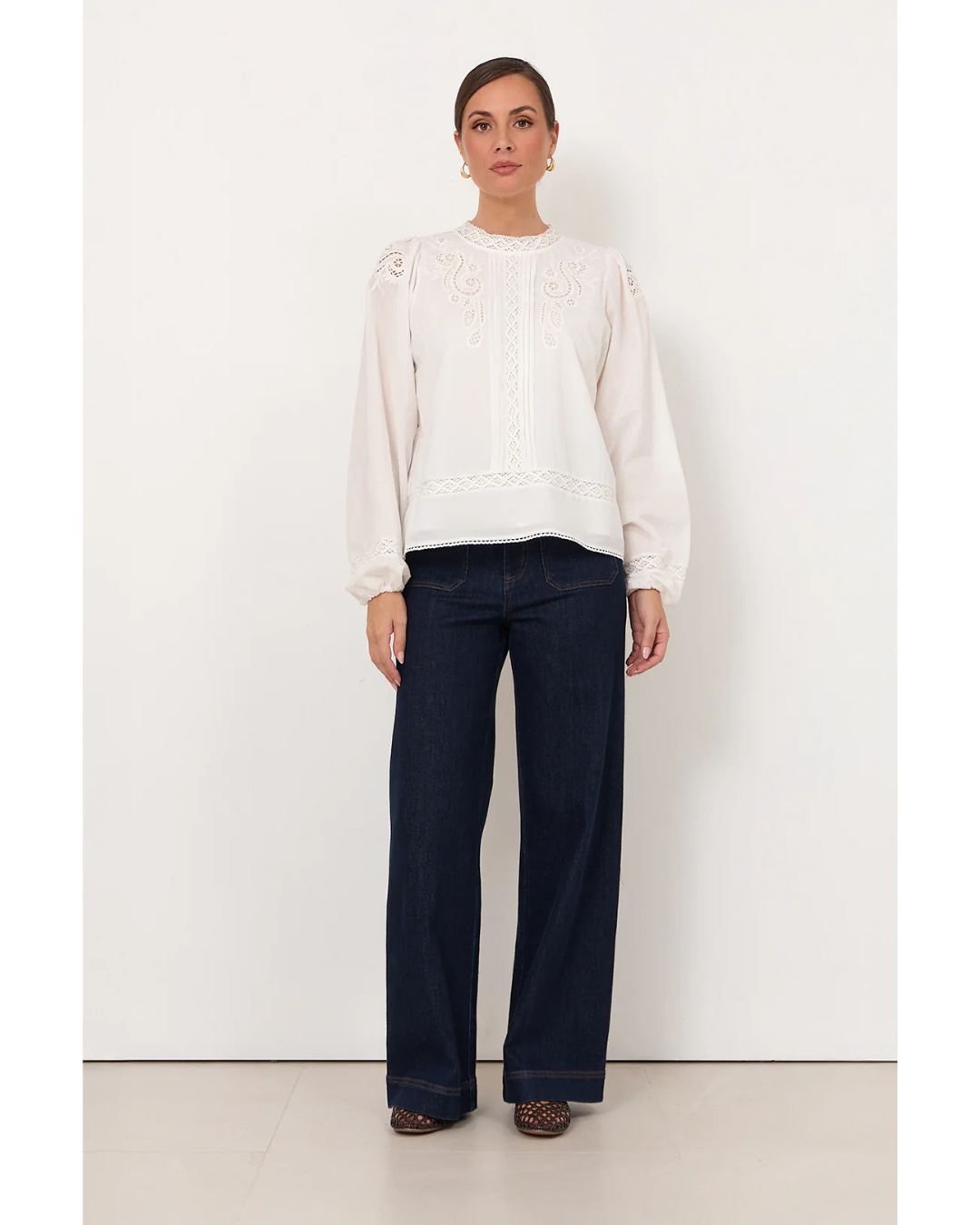 Lou Cut Out Lace Top (White)