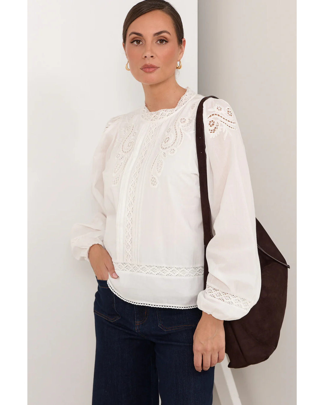Lou Cut Out Lace Top (White)