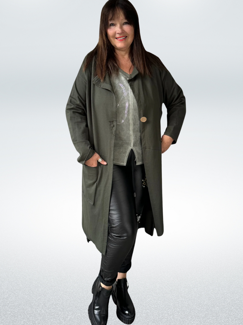LILLIANO - Anna Cotton Knit Jacket (Olive Green)