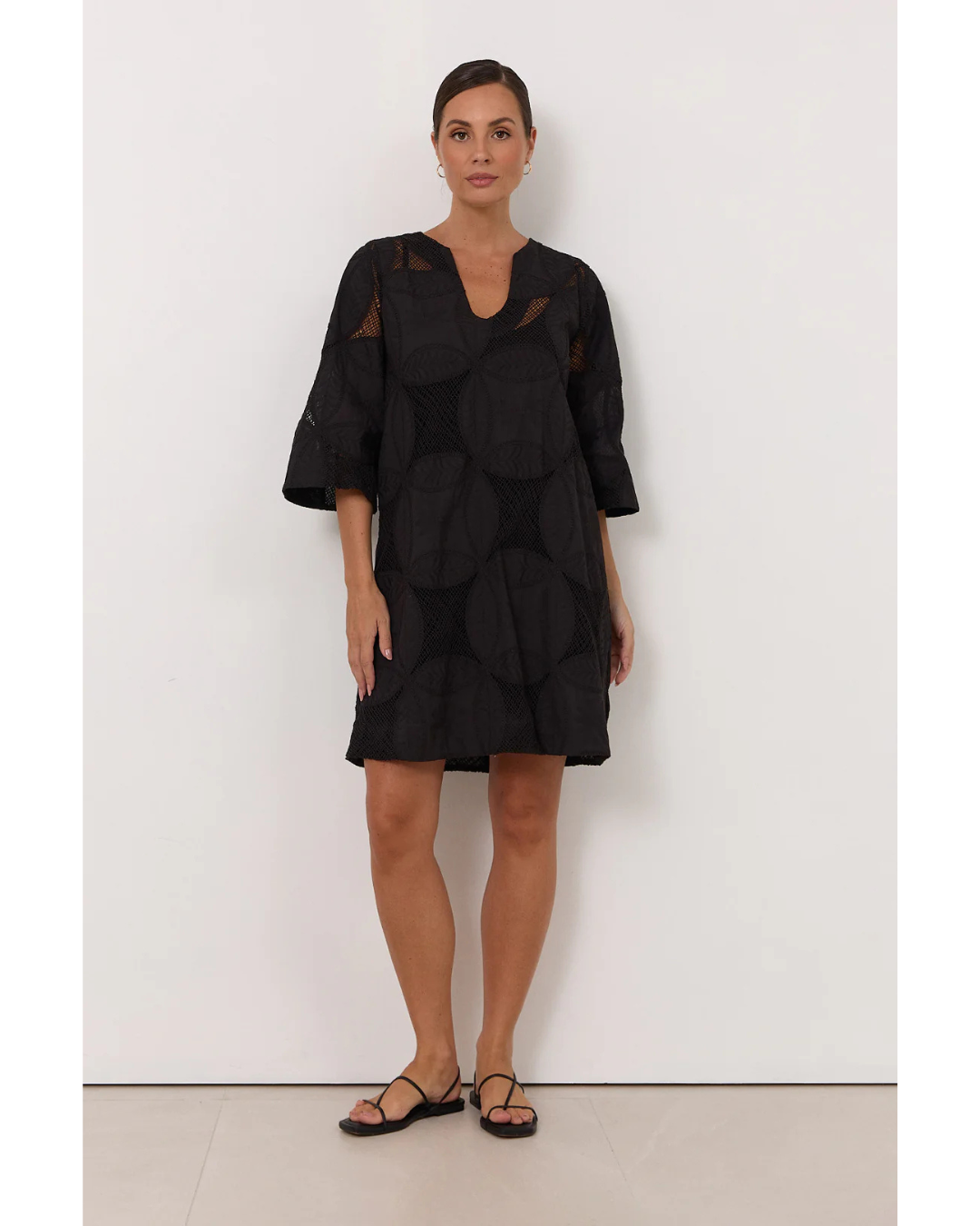 Paloma Kaftan Short Dress (Black)