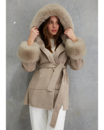 Birds of a Feather - Phoenix Wool Faux Fur Hood Jacket (Beige)
