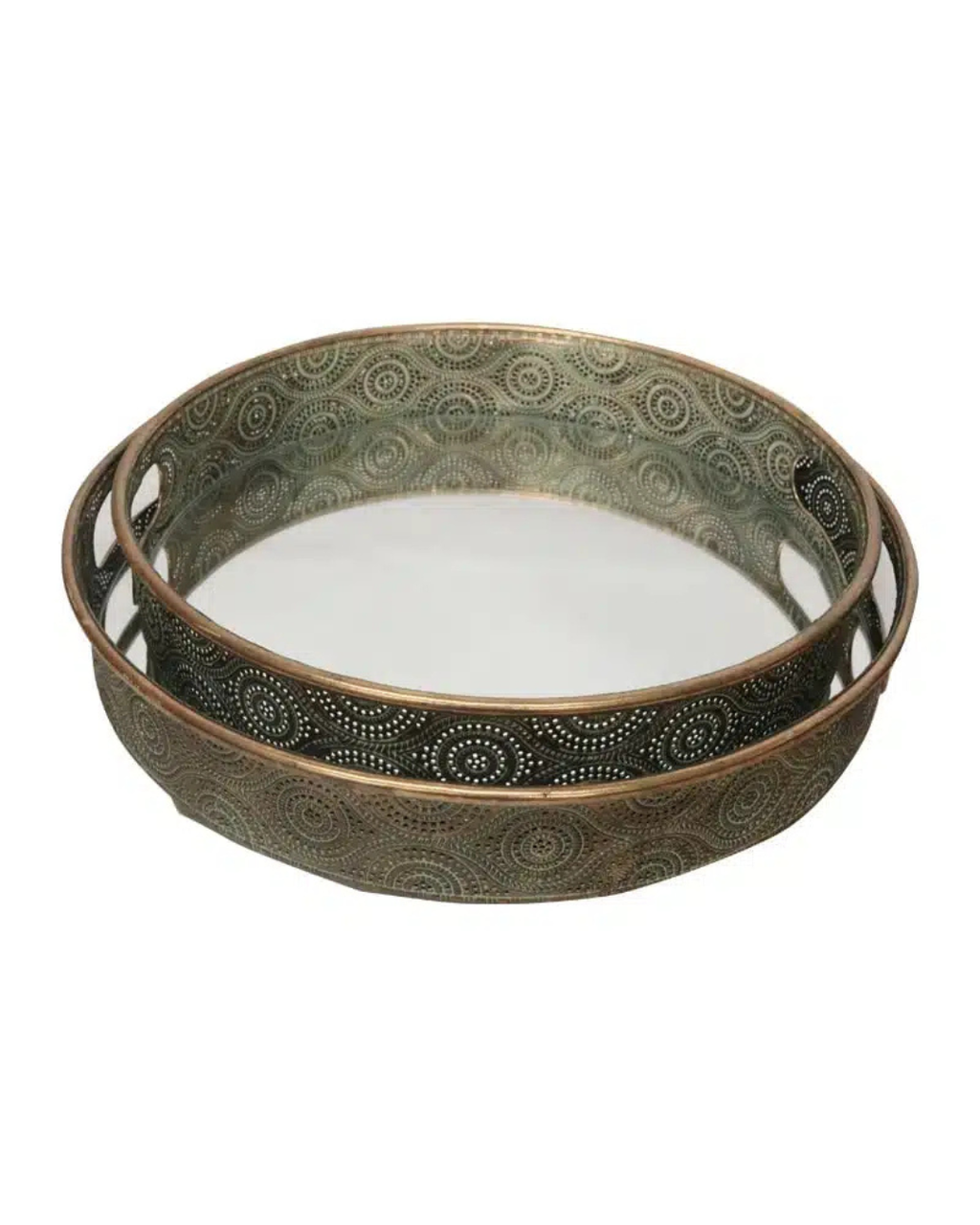 Metal Mirror Tray set/2 (Gold)