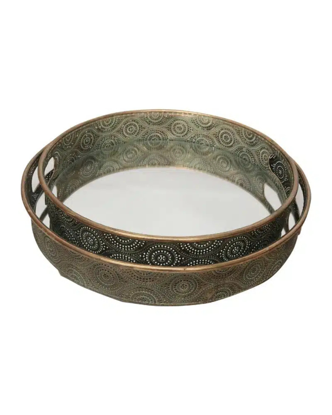 Metal Mirror Tray set/2 (Gold)