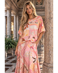 Italian Multi Print Loose fit Top (Print Pink) OS