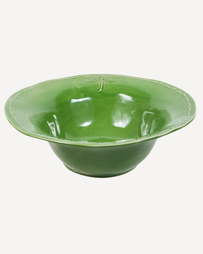 French Country - Dragonfly Stoneware Salad Bowl Large (Green)