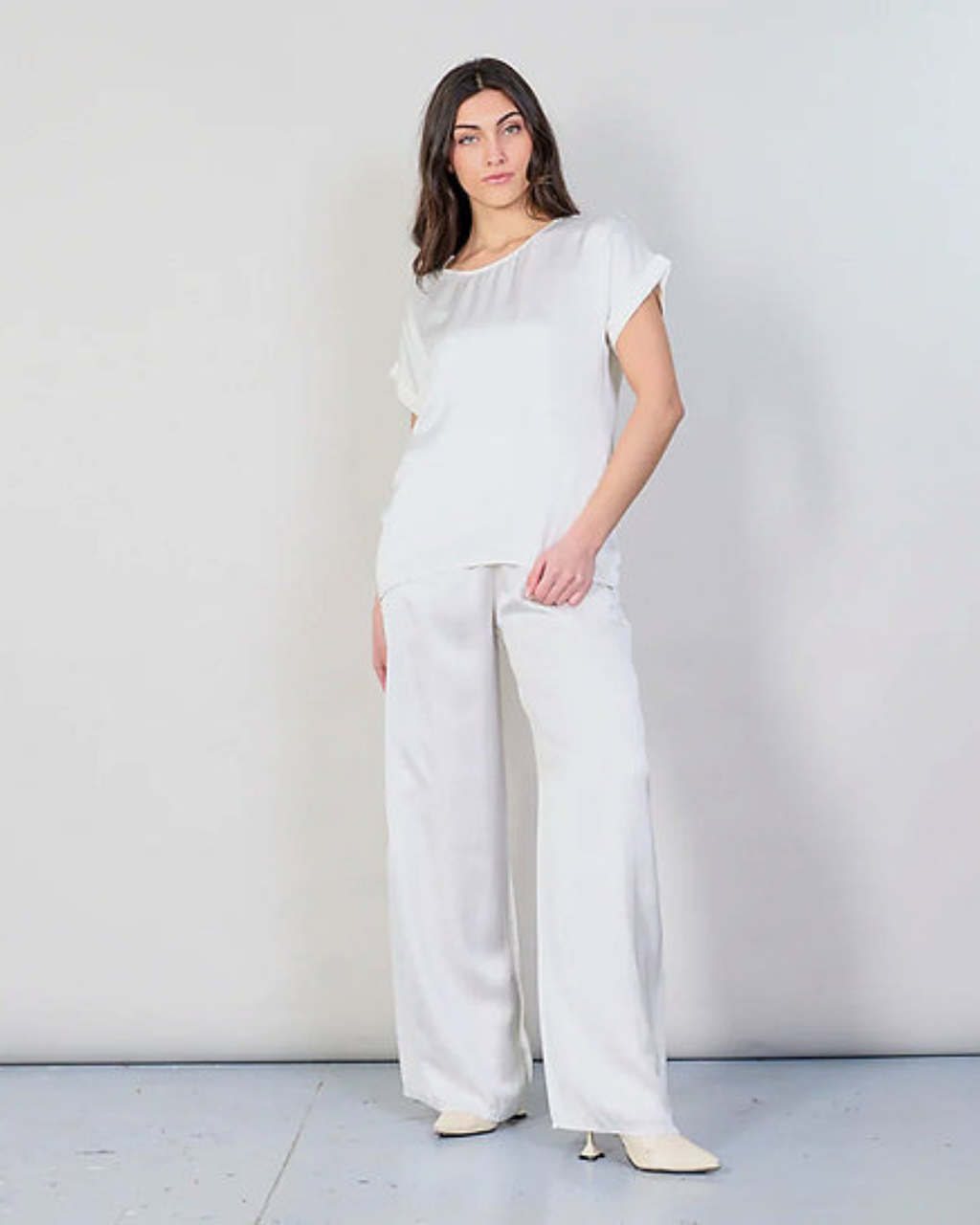 Italian Viscose Satin Top (Grey)