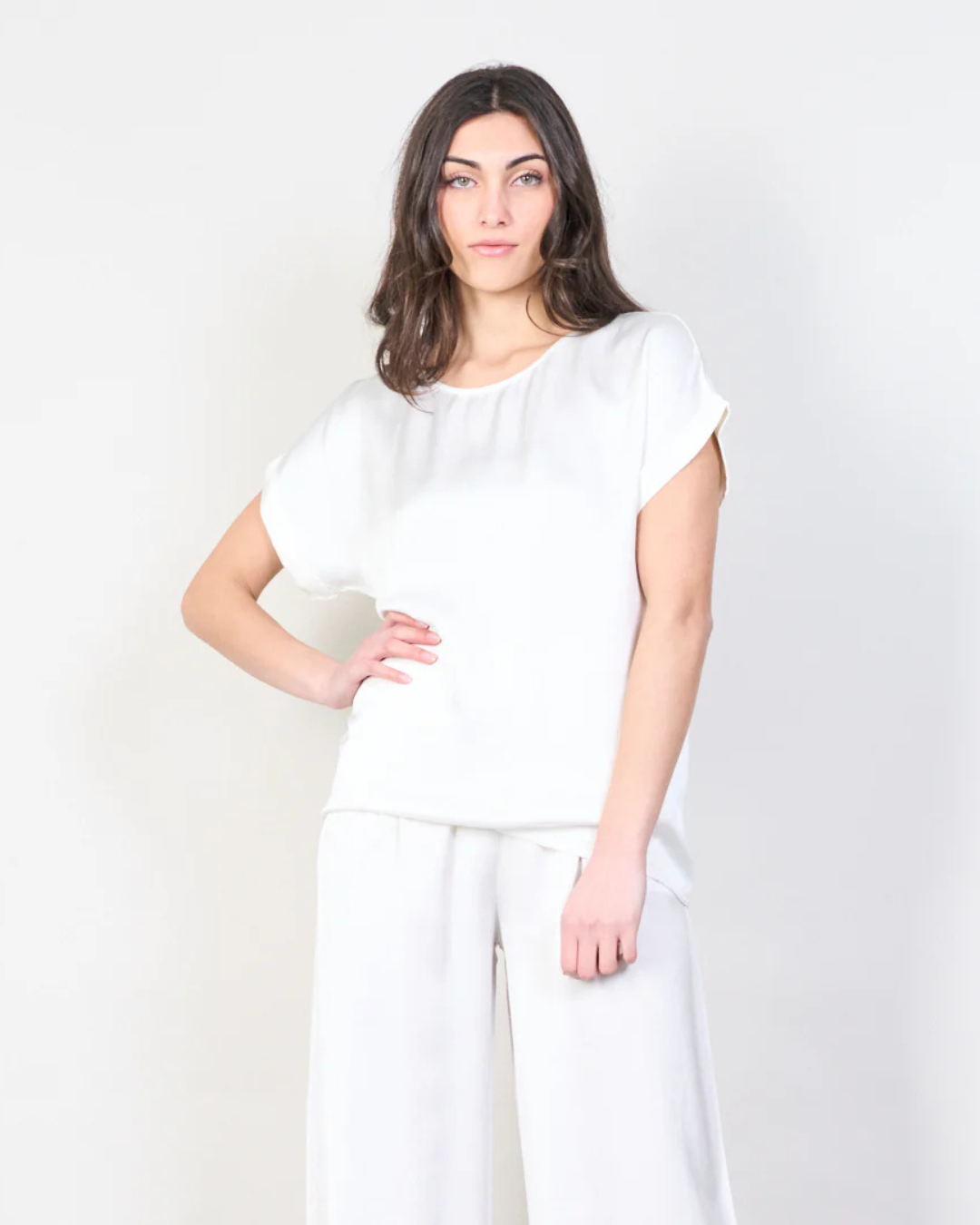 Italian Viscose Satin Top (Grey)