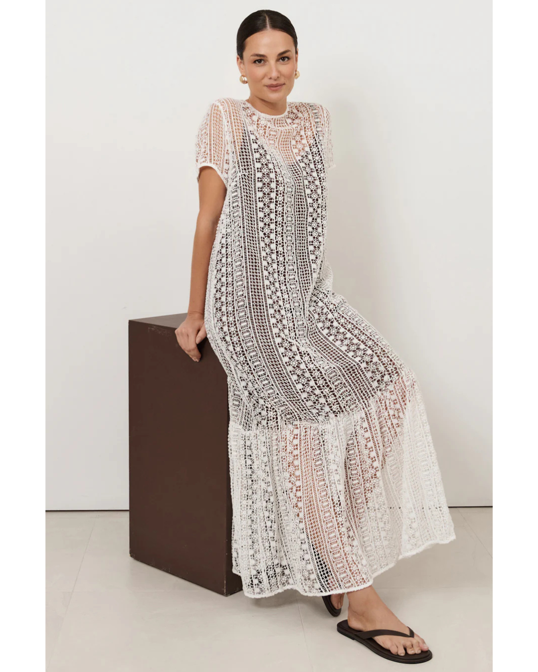 Rio Lace Maxi Dress (White)