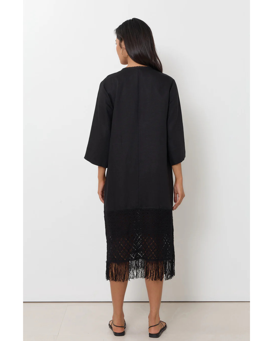 Reyes Fringe Detail Dress (Black)