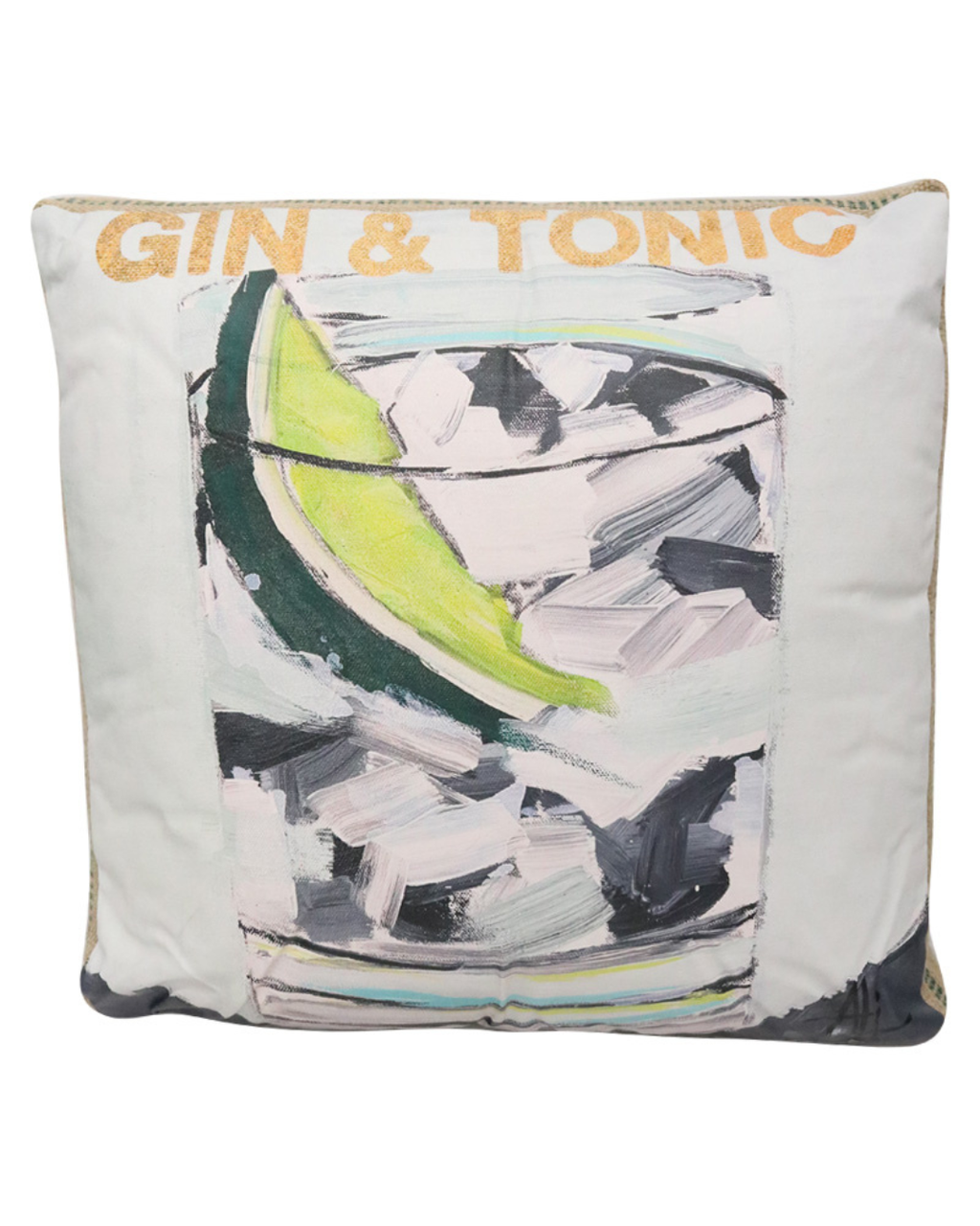 Art Cushion Burlap Gin & Tonic
