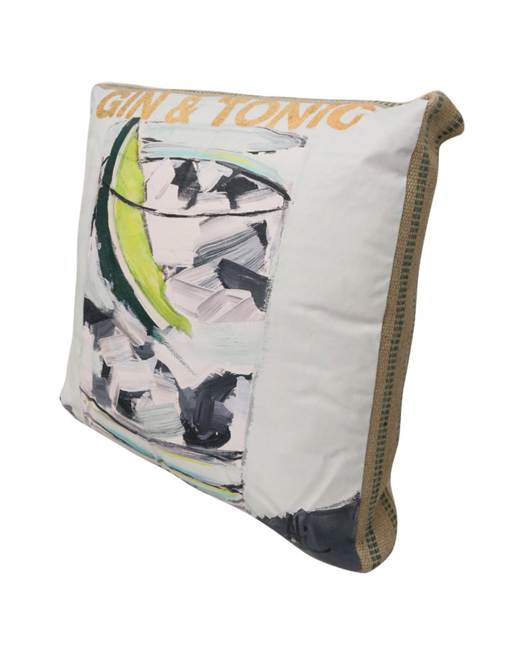 Art Cushion Burlap Gin & Tonic
