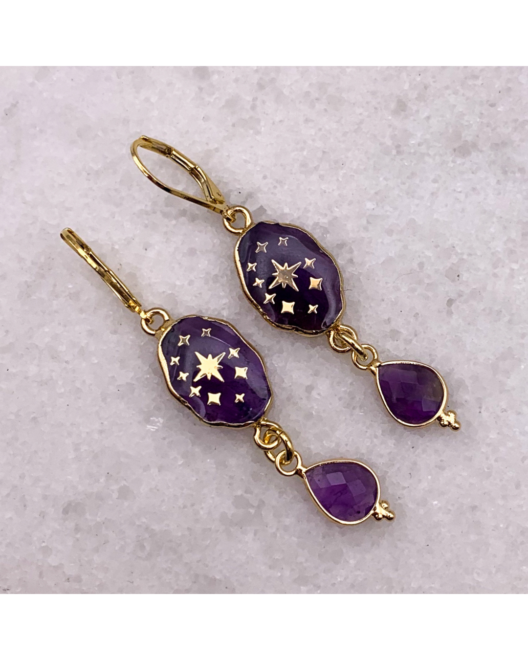 Amethyst Star Earrings