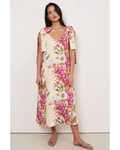 Hallie Tie Shoulder Linen Dress (Print)