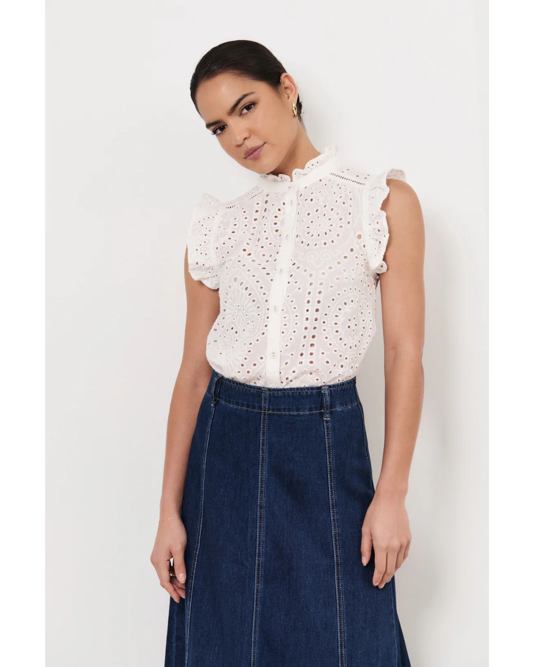 Bree Broderie Anglaise Top (White)
