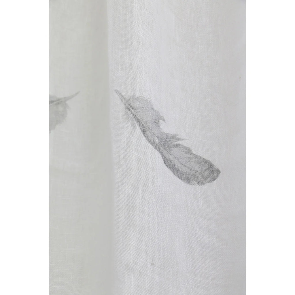 White Linen Feather Curtain (Set of 2)