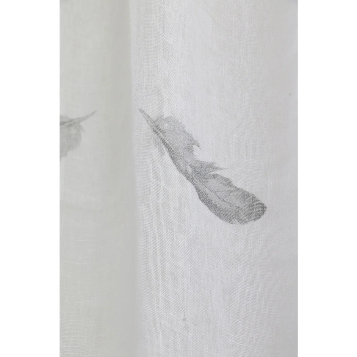 White Linen Feather Curtain (Set of 2)
