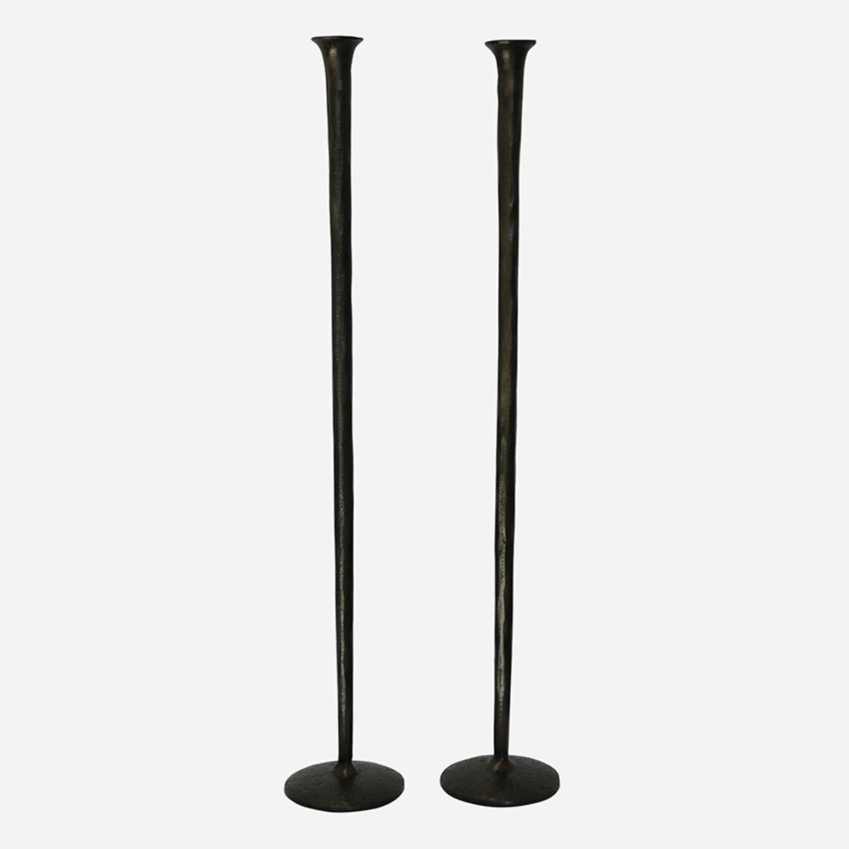 Forged Organic Style Tall Candlestick Bronze