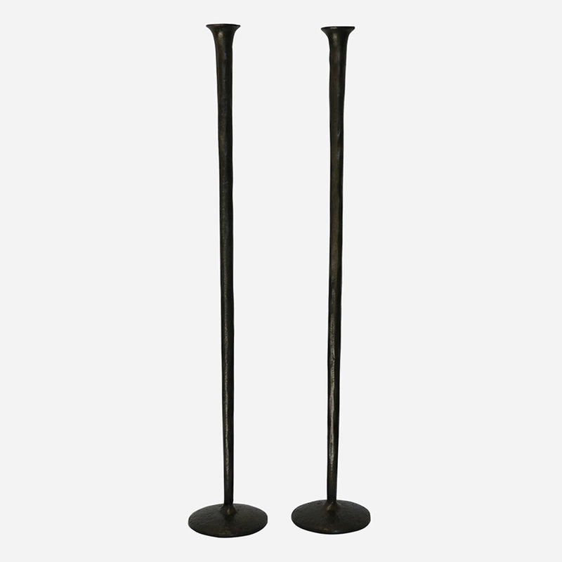 CC Interior - Forged Organic Style Tall Candlestick Bronze