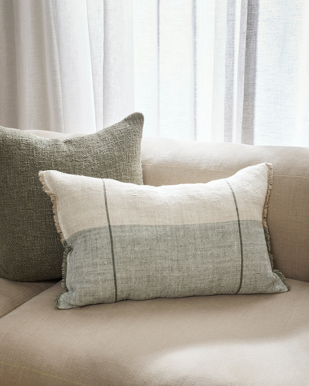 Cyprian Cushion with Feather Inner - Sage 50x50cm