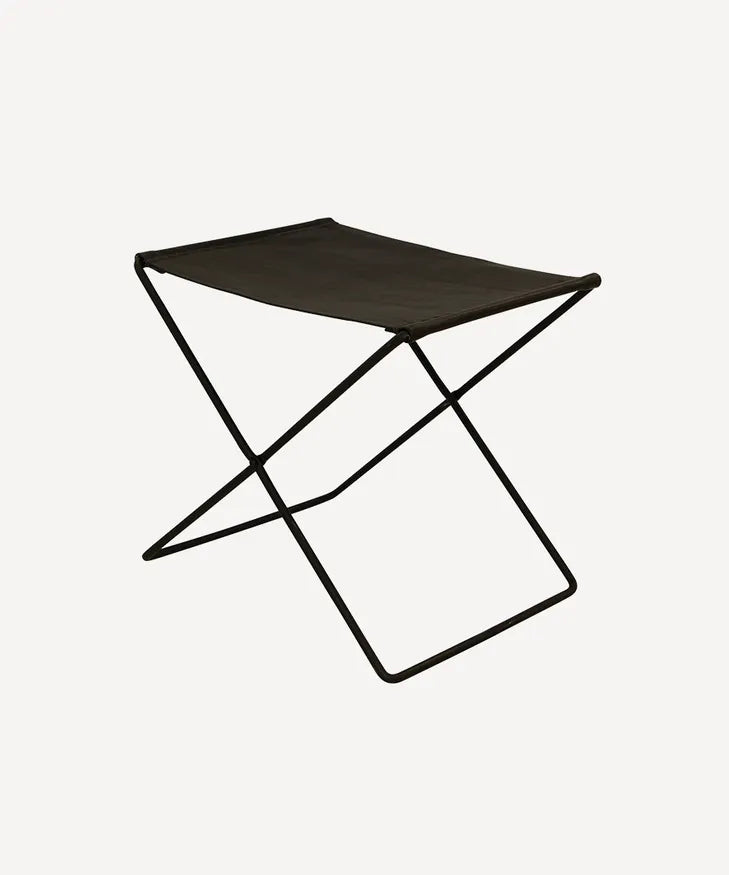 French Country - Palma Leather Stool (Black)