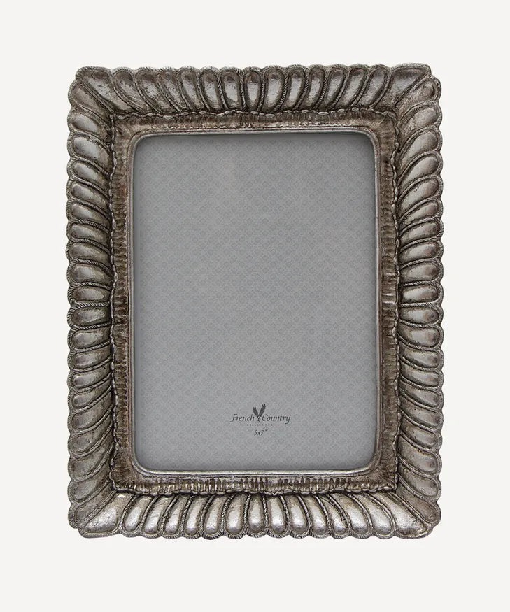 French Country - Fanned Rectangle Photo Frame Pewter Finish 5x7"