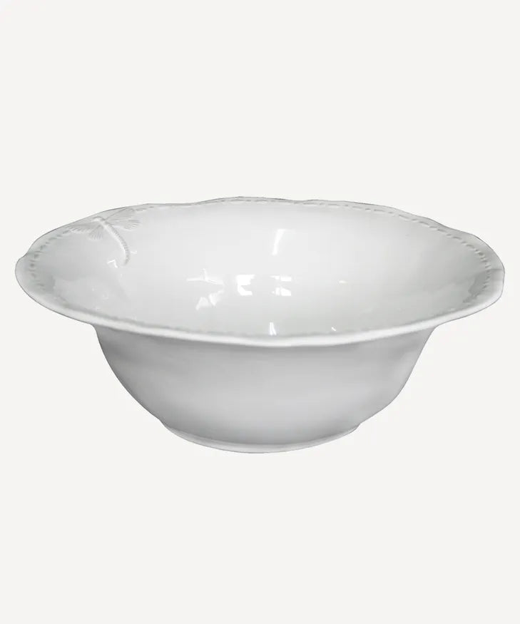 Dragonfly Stoneware White Salad Bowl (Large)