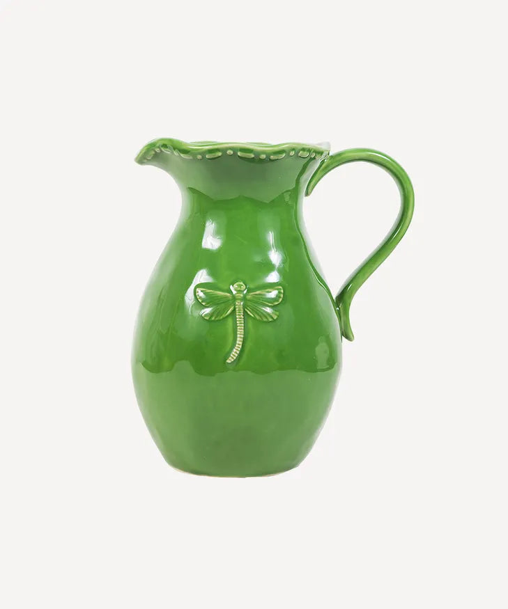 French Country - Dragonfly Stoneware Green Jug (Small)