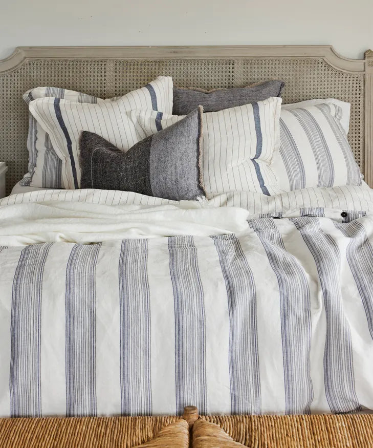 French Country - Capri Striped Linen Duvet Queen