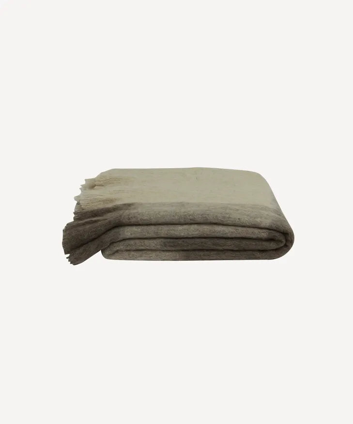 French Country - Plaid Fringe Throw (Beige Brown)