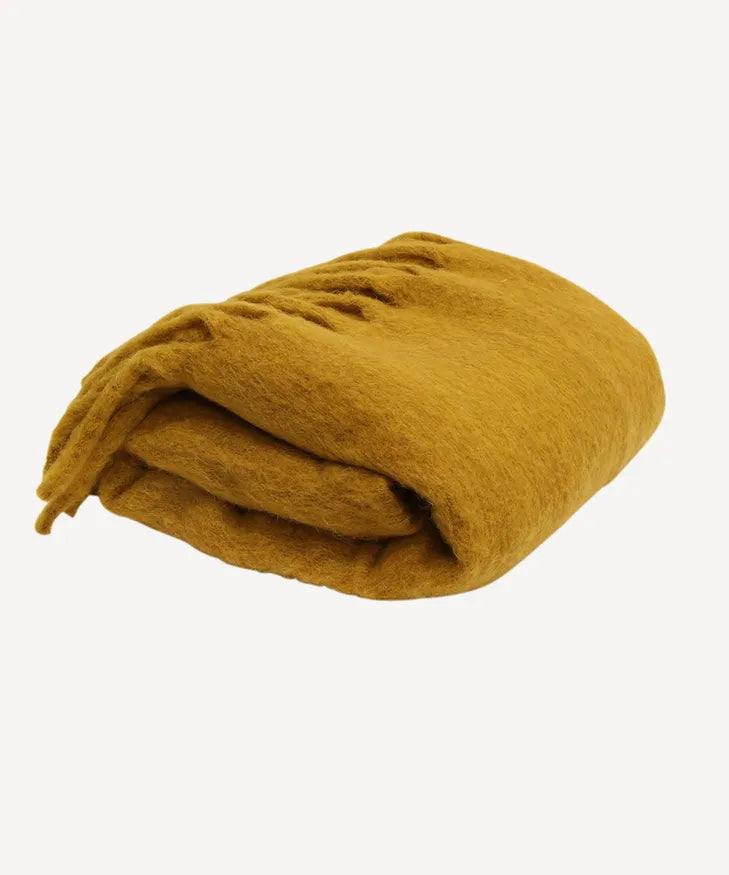 Solid Fringed Throw (Mustard)